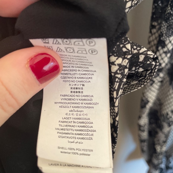 Michael Michael Kors Bone Black Chantilly Wrap Tie-Waist Long Sleeve Blouse - Picture 6 of 8